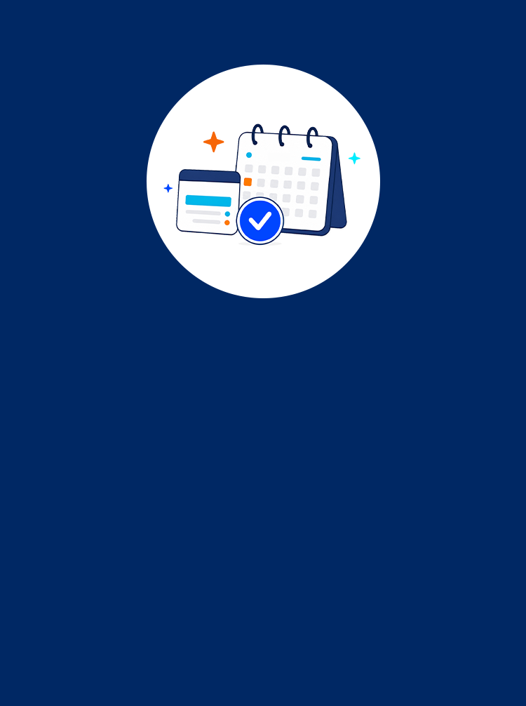 Calendar, dashboard card, and checkmark icon illustrating all-in-one Optimum service and perks management.
