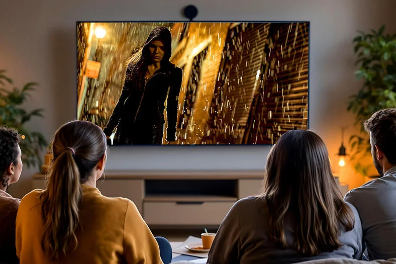 2 Kids streaming a movie on TV