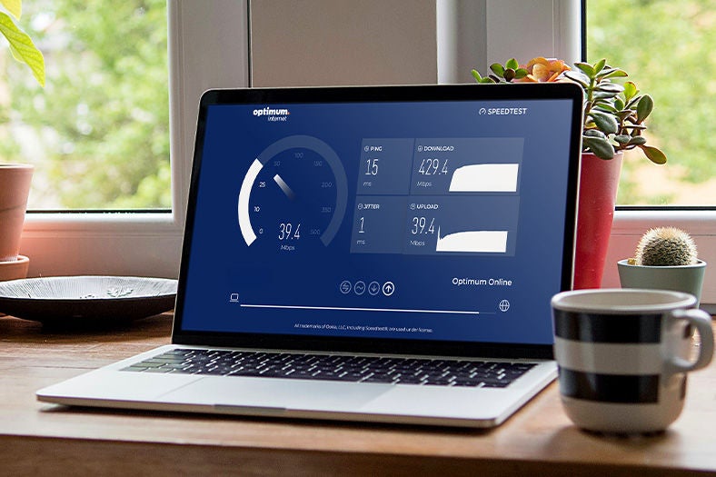 Using Optimum’s Speed Test page to check a  home’s Internet Speed.