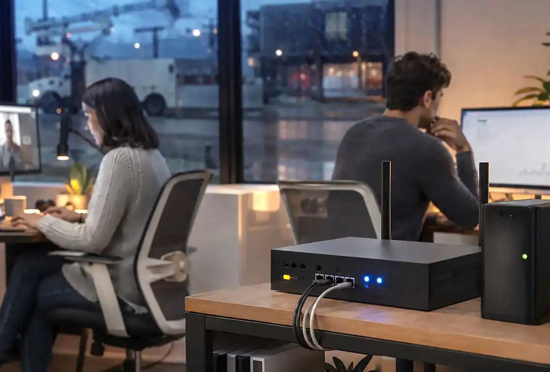 Optimum Business premium support network equipment ensuring reliable, dedicated connectivity for offices