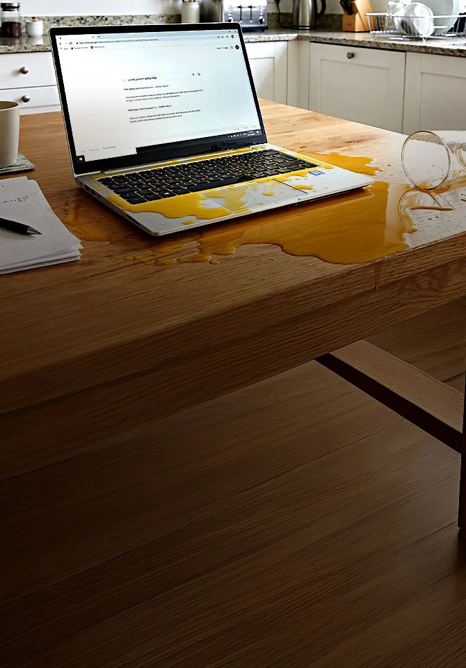 Woman working at desk at night using phone and laptop with Optimum Mobile and Fiber bundle