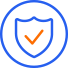 Icon - Blue Shield with Orange Checkmark.