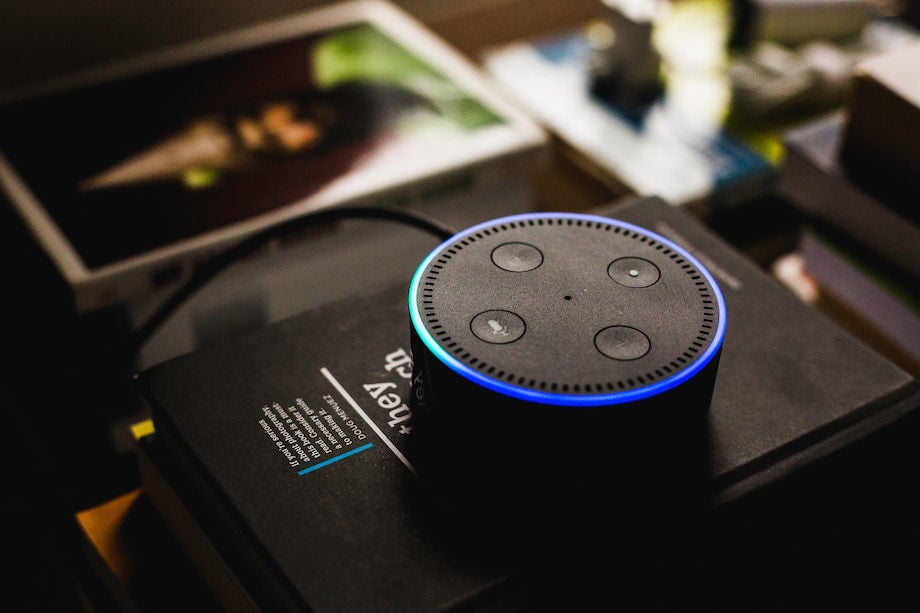 echo dot on a computer in an office