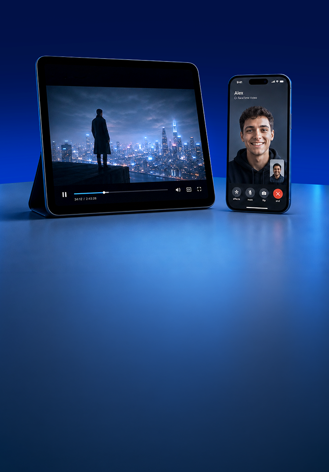 Flat-screen TV shows the Optimum streaming menu on a console; blue $200 Visa card graphic with a mug and phone