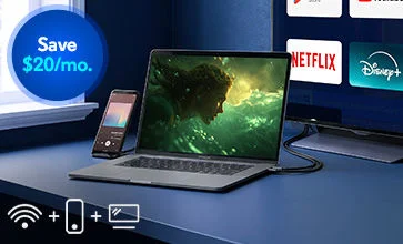 Family in living room using upgraded Optimum Fiber Internet TV and Mobile together