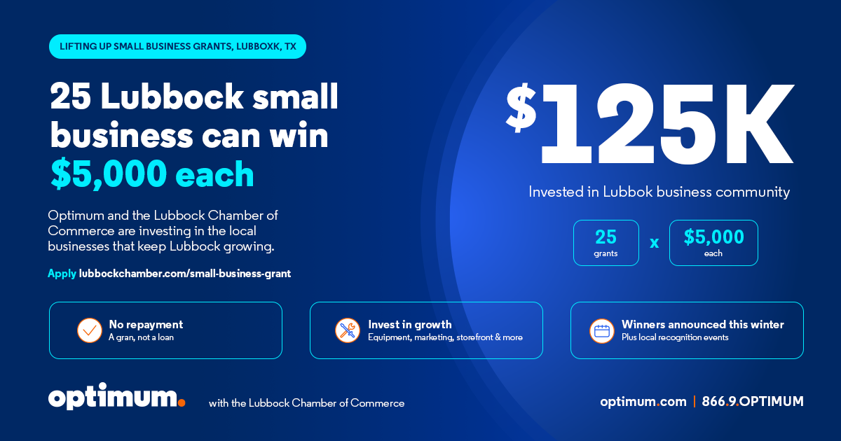 Learn how 25 Lubbock small businesses can win $5K each from Optimum Business