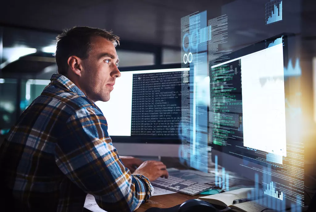 Man Working with Optimum Enterprise Internet