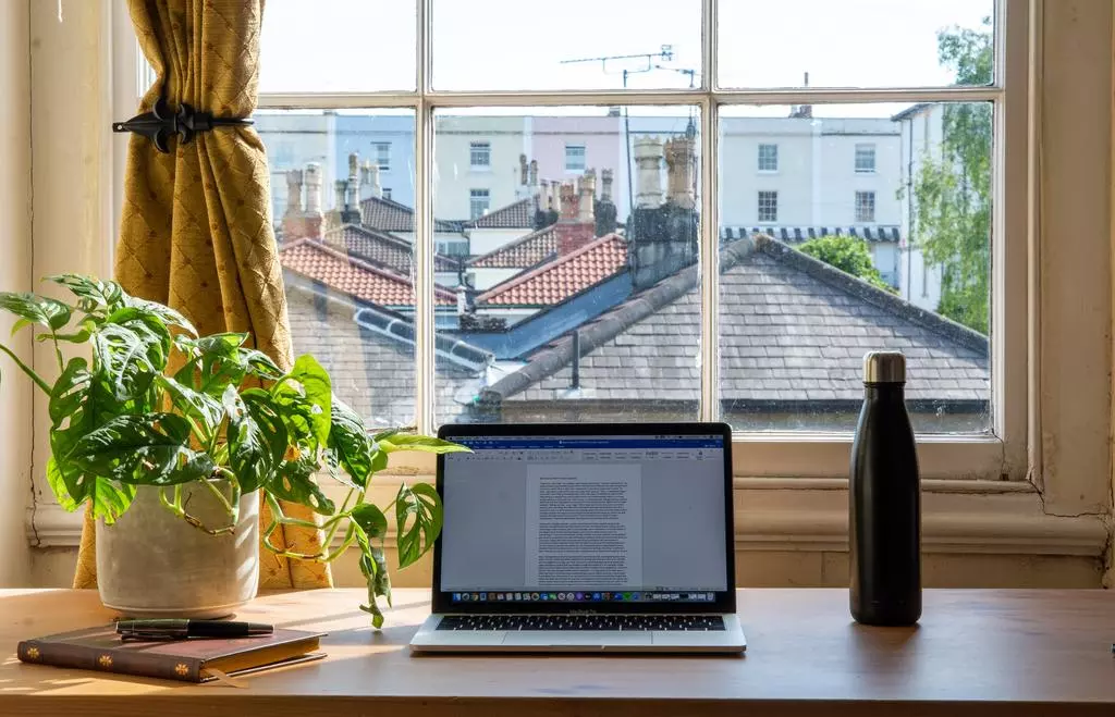 Desk facing window