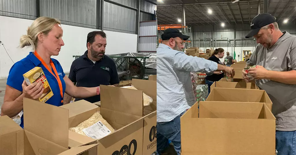 Optimum team volunteers at Veteran food bank