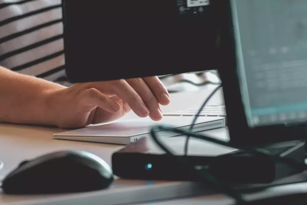 business owner on computer working on data privacy