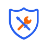 Blue shield icon representing automatic device protection