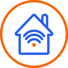 Ícono circular naranja de un dial de velocímetro