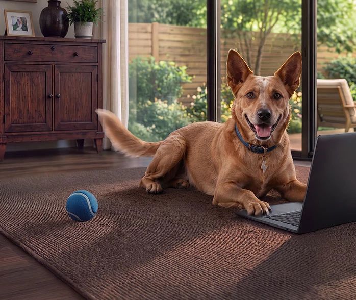 Woman on couch with laptop using 300 Mbps Optimum Fiber Internet