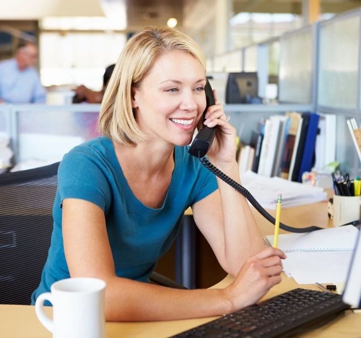 Woman on phone in office
